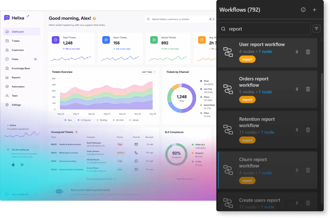 Dashboards and reporting platform workflows list image